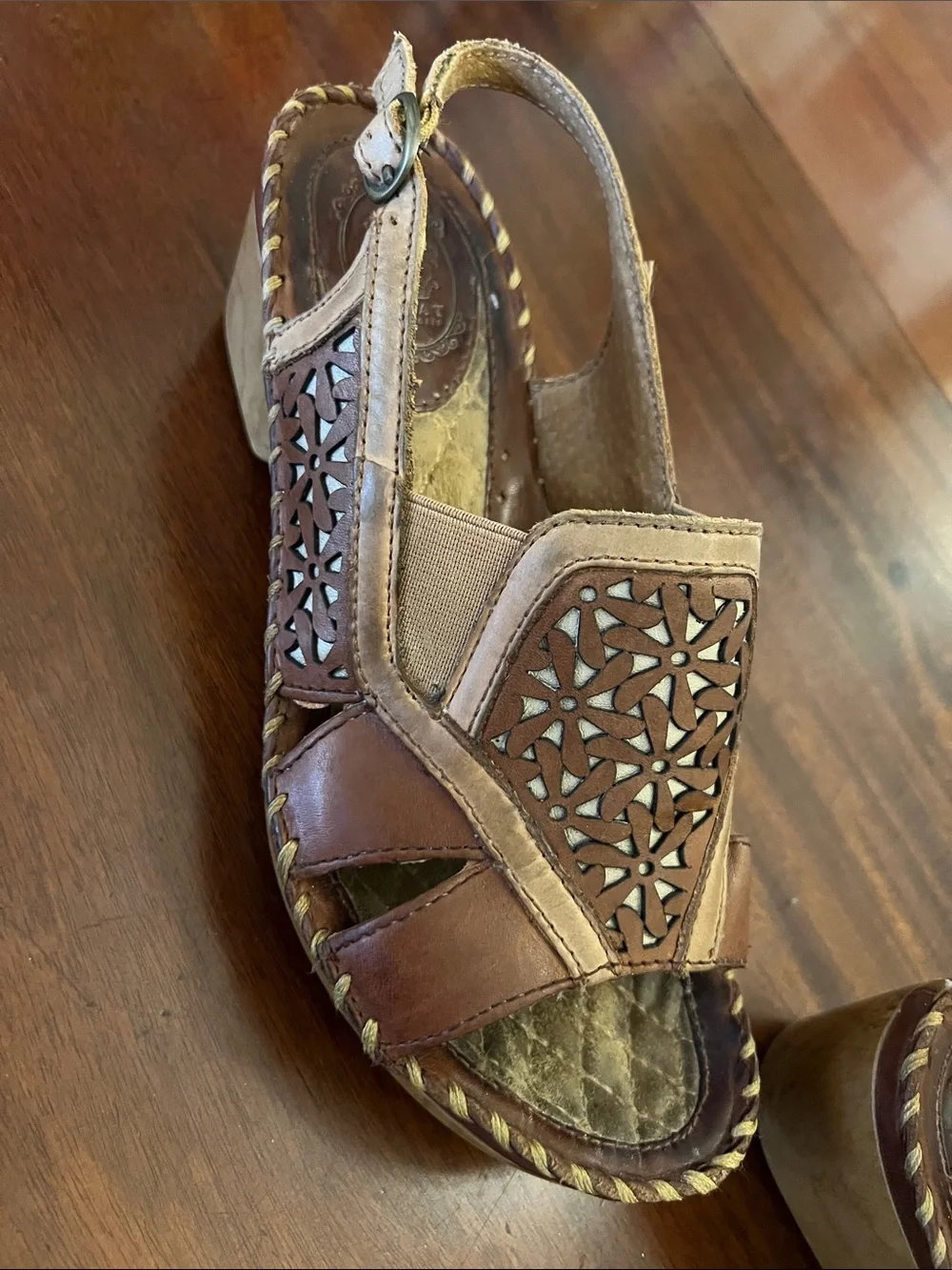 Women’s Brown Leather Open-Toe Slingback Sandals Ariat